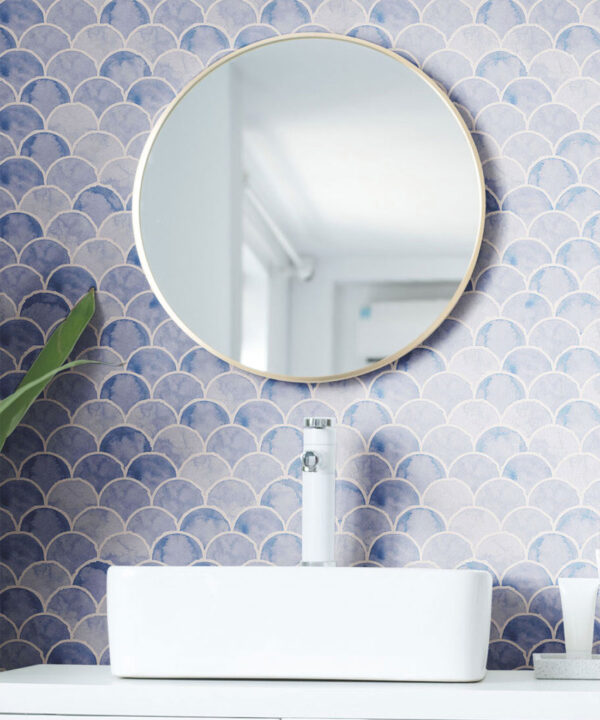 Ecailles Wallpaper • Blue White • Insitu