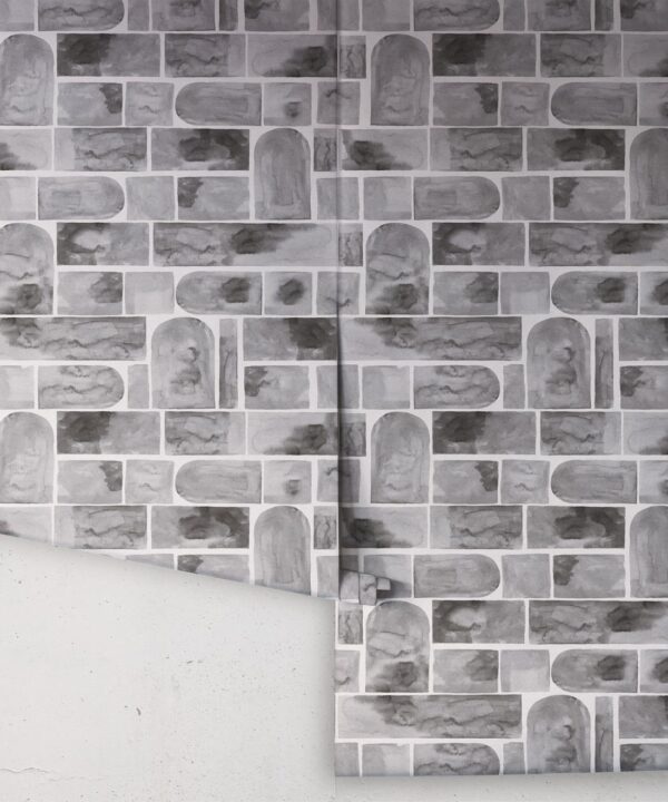 Formes Wallpaper • Charcoal White • Rolls