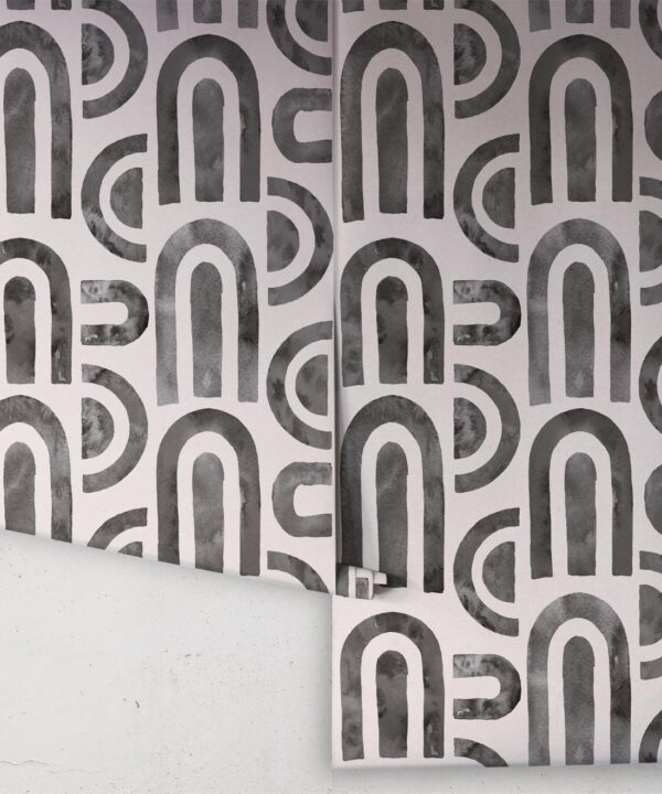 Formes Deux Wallpaper • Charcoal Light Beige • Rolls