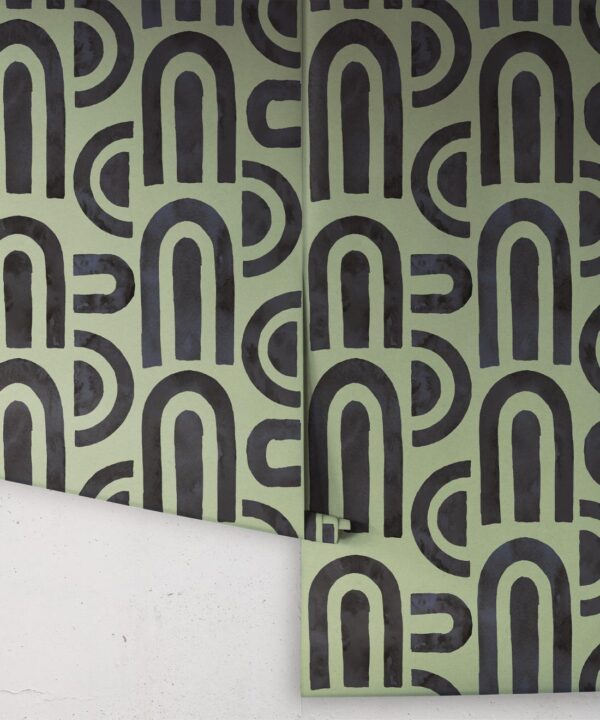 Formes Deux Wallpaper • Midnight Green • Rolls