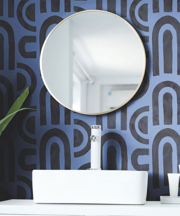 Formes Deux Wallpaper • Midnight Navy • Insitu Sink