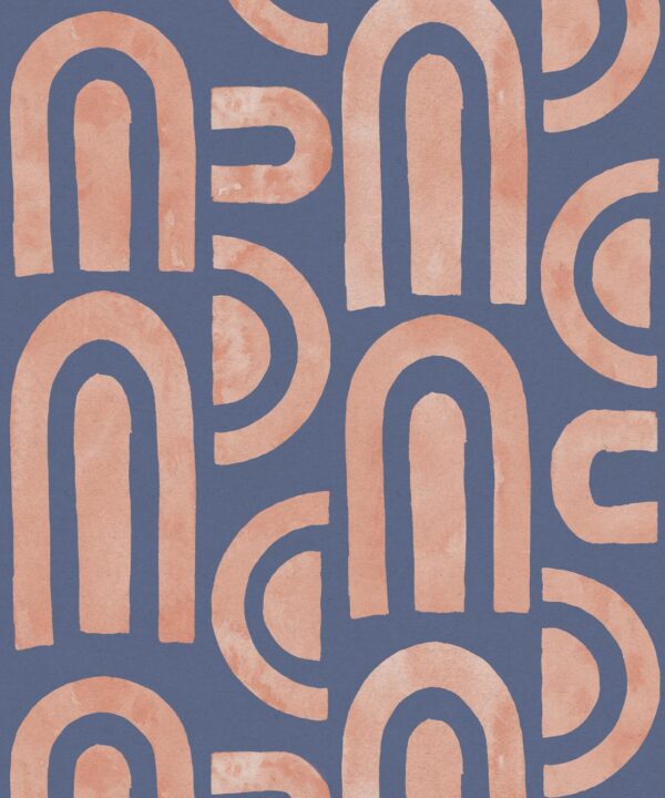 Formes Deux Wallpaper • Salmon Navy • Swatch