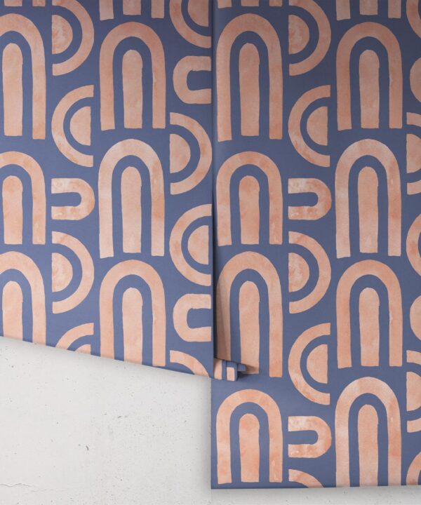 Formes Deux Wallpaper • Salmon Navy • Rolls