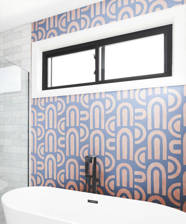 Formes Deux Wallpaper • Salmon Navy • INsitu Bathtub