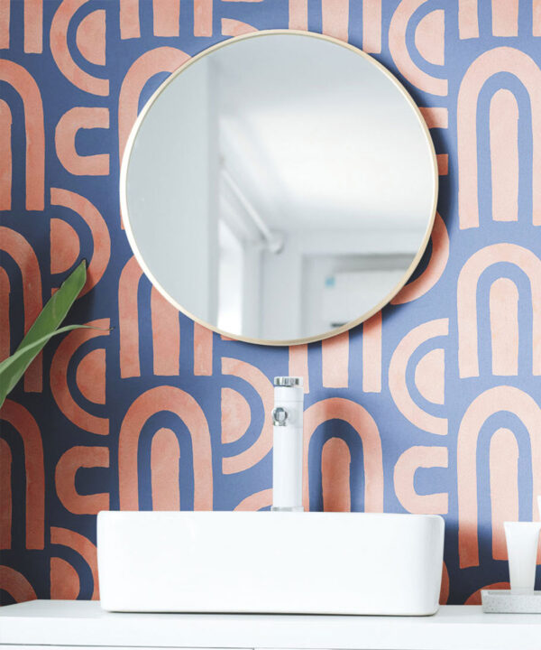 Formes Deux Wallpaper • Salmon Navy • Insitu Sink