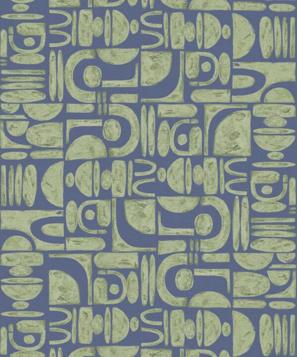 Formes Trios Wallpaper • Sage Navy • Swatch