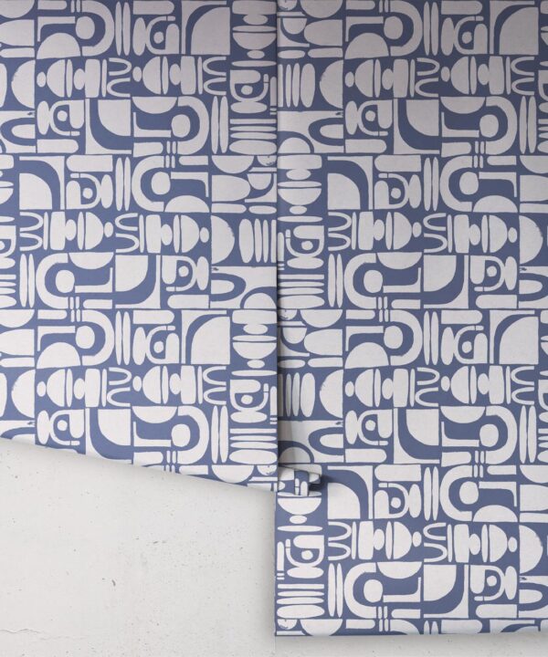 Formes Trios Wallpaper • Snow Navy • Rolls