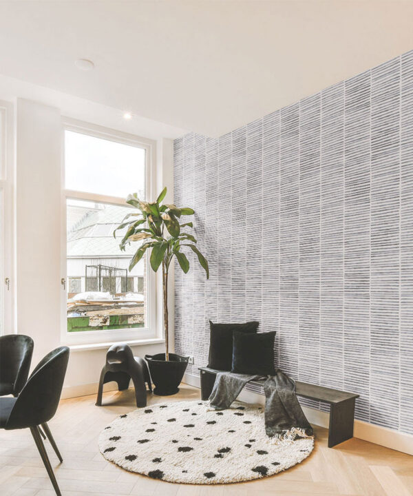 Lignes Wallpaper • Charcoal White • Insitu