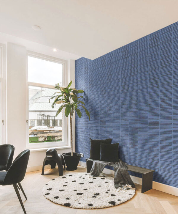 Lignes Wallpaper • Midnight Navy • Insitu