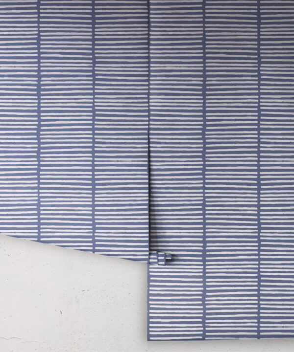 Lignes Wallpaper • Snow Navy • Rolls