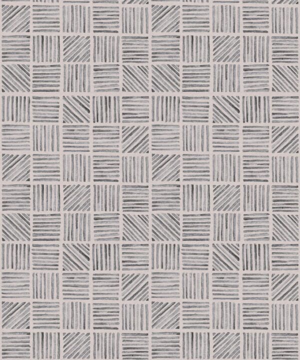 Lignes Deux Wallpaper • Charcoal Light Beige • Swatch