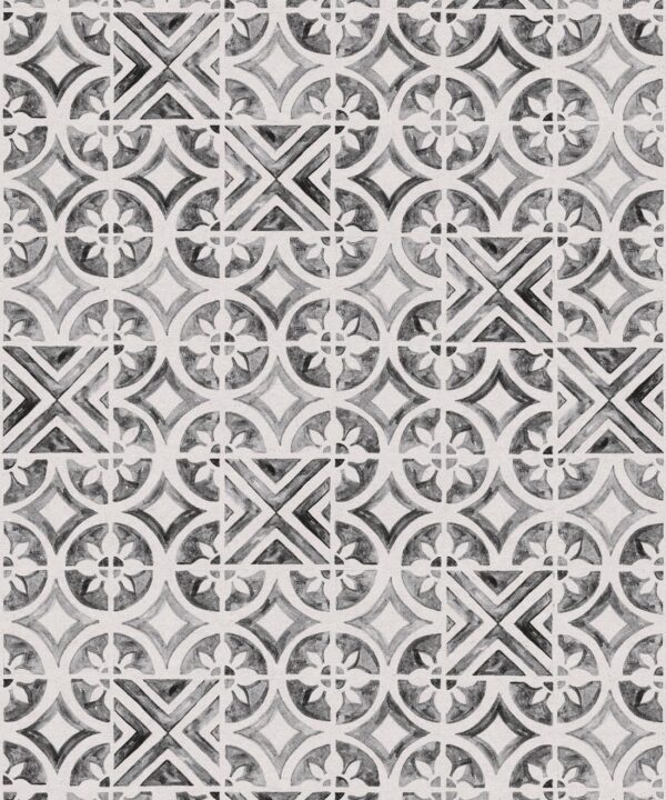 Petales Trois Wallpaper • Charcoal White • Swatch