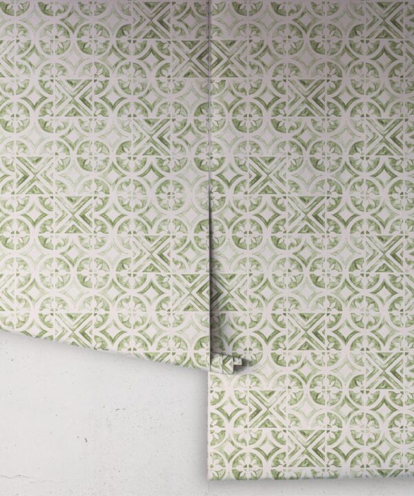 Petales Trois Wallpaper • Sage Light Beige • Rolls