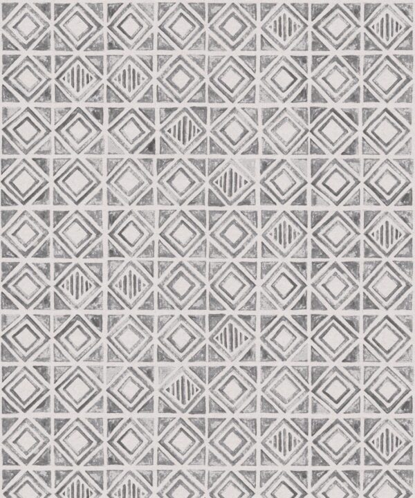 Tuile Wallpaper • Charcoal White • Swatch