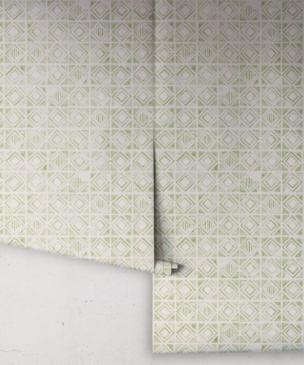 Tuile Wallpaper • Sage Light Beige • Rolls