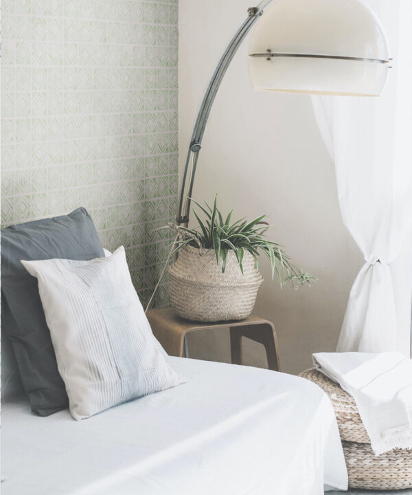 Tuile Wallpaper • Sage Light Beige • Insitu