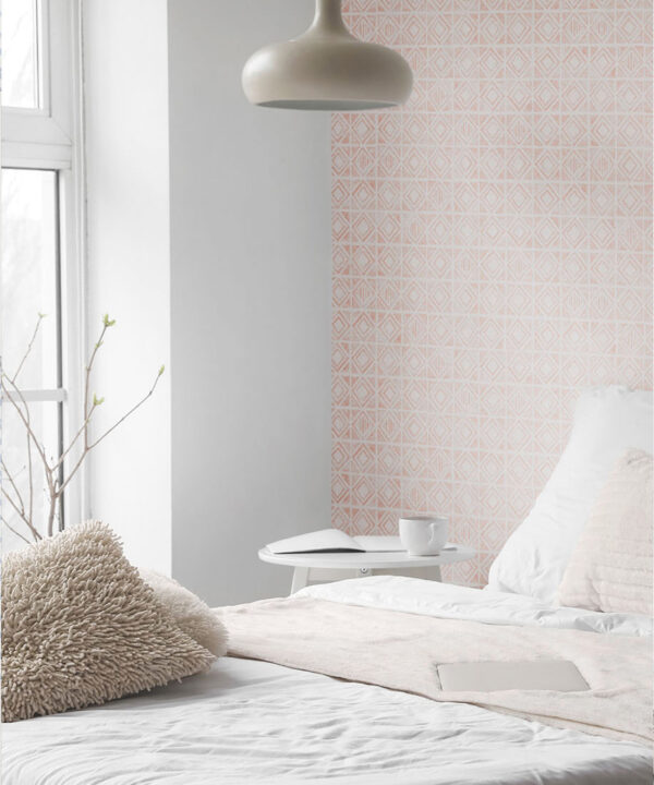 Tuile Wallpaper • Salmon White • Insitu