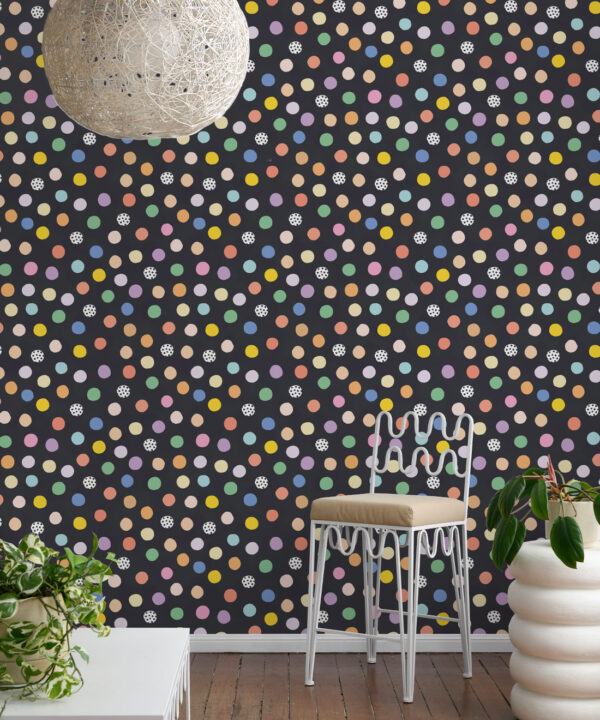 Happy Confetti Wallpaper • Black • Insitu