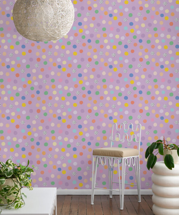 Happy Confetti Wallpaper • Lavender • Insitu