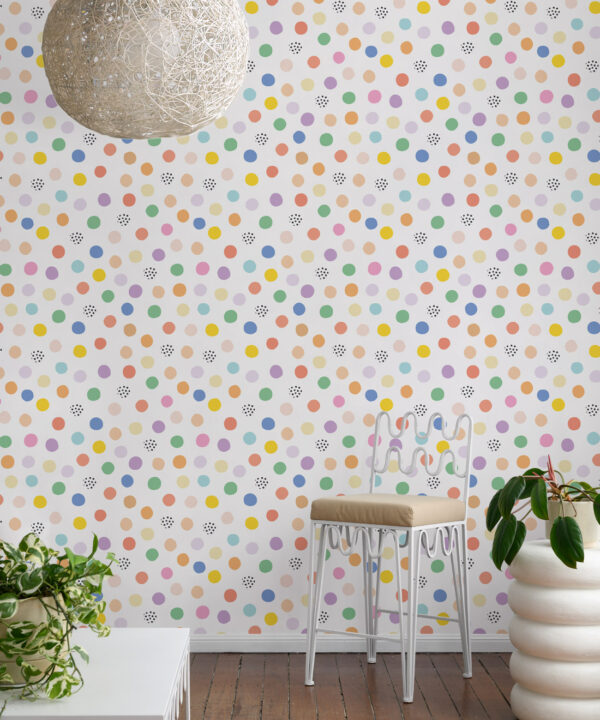 Happy Confetti Wallpaper • White • Insitu