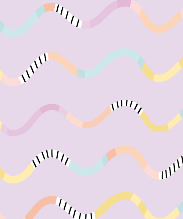 Happy Waves Wallpaper • Lilac • Swatch