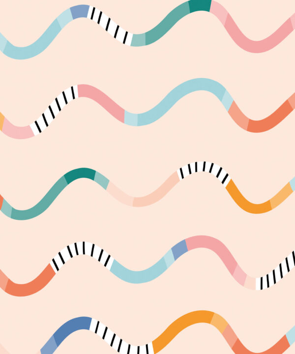 Happy Waves Wallpaper • Peach • Swatch