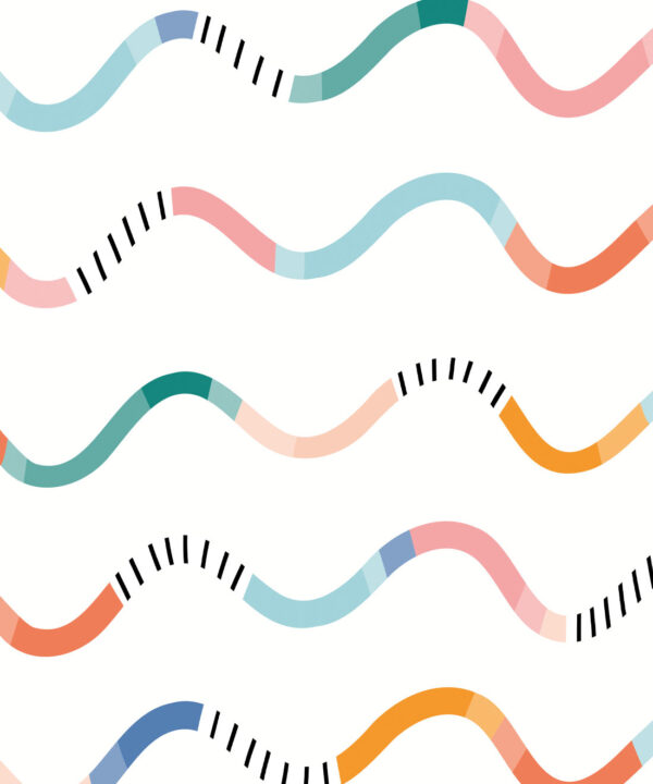 Happy Waves Wallpaper • White • Swatch