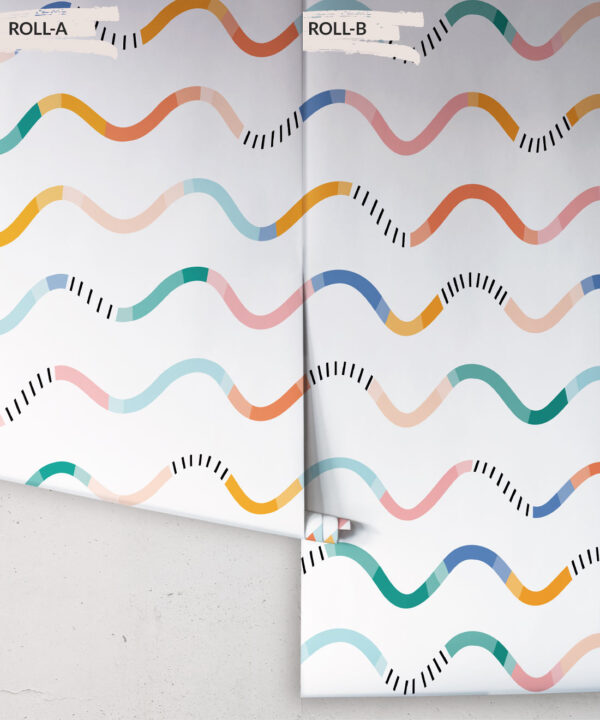 Happy Waves Wallpaper • White • Rolls