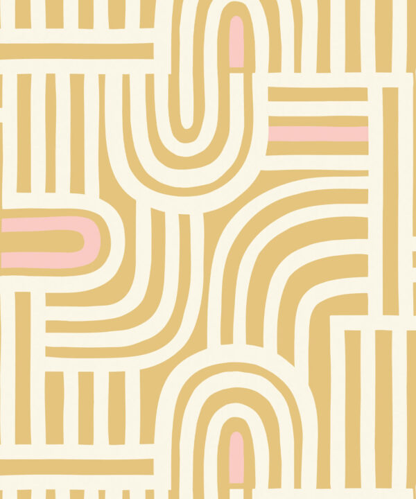 Maze Time Wallpaper • Camel • Swatch