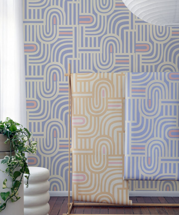 Maze Time Wallpaper • Cornflower Blue • Insitu