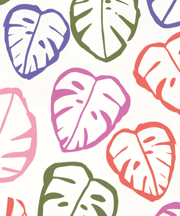 Neon Monstera Love Wallpaper • White • Swatch