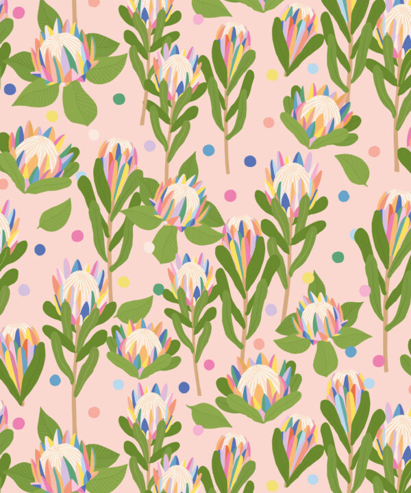 Protea Party Wallpaper • Fruity Peach • Swatch