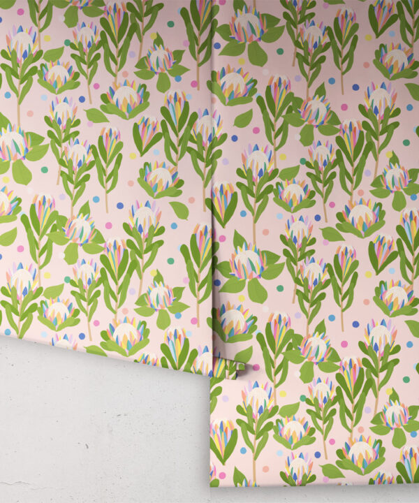 Protea Party Wallpaper • Fruity Peach • Rolls