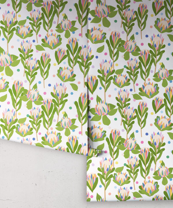 Protea Party Wallpaper • Fruity White • Rolls