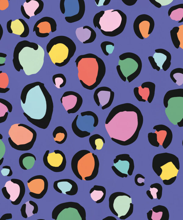 Rainbow Leopard Wallpaper • Periwinkle • Swatch