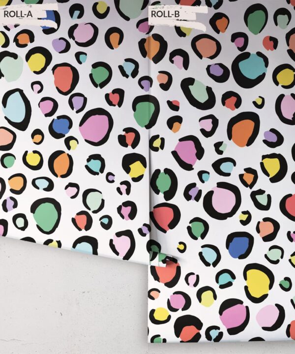 Rainbow Leopard Wallpaper • White • Rolls