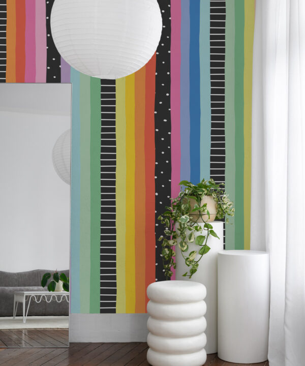 Rainbow Wall Mural • Bright Black • Insitu