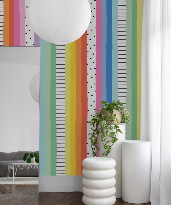 Rainbow Wall Mural • Bright White • Insitu