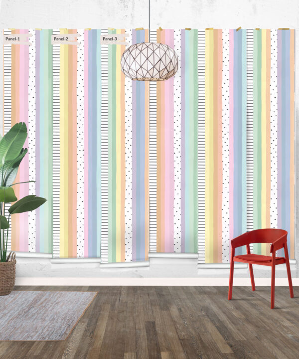 Rainbow Wall Mural • Pastel White • Panels