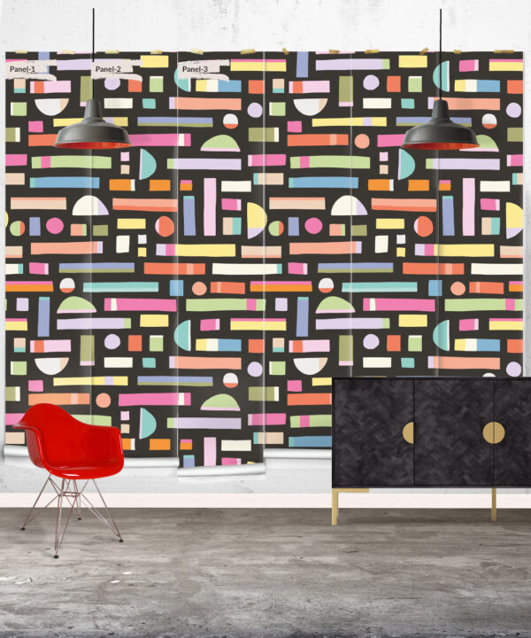 Shape Play Mural • Black • Panels