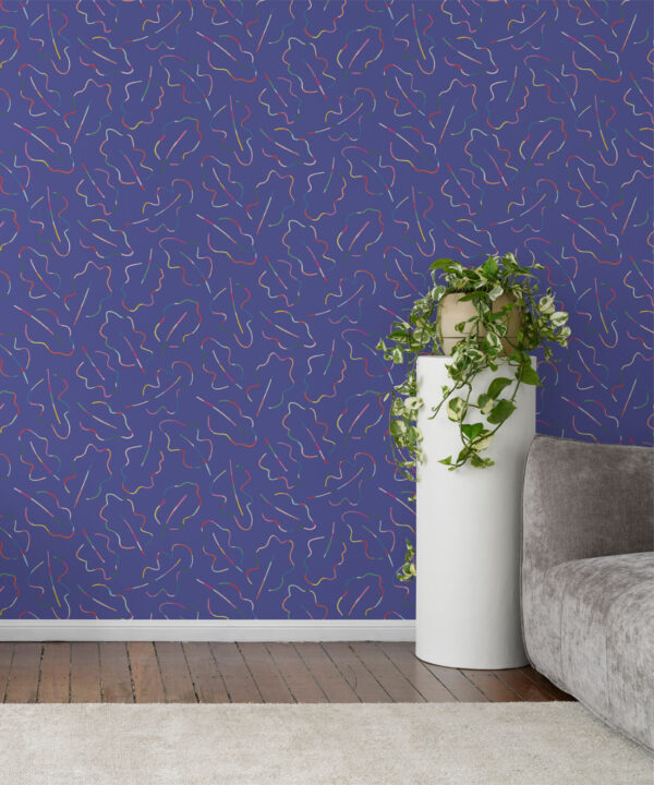 Spring Leaves Wallpaper • Periwinkle • Insitu