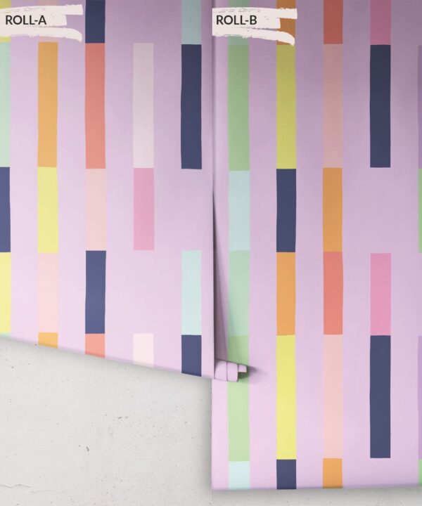 Sweet Rainbow Stripe Wallpaper • Lavender • Rolls