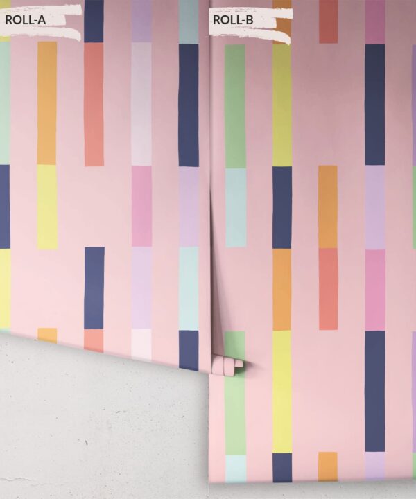 Sweet Rainbow Stripe Wallpaper • Peach • Rolls