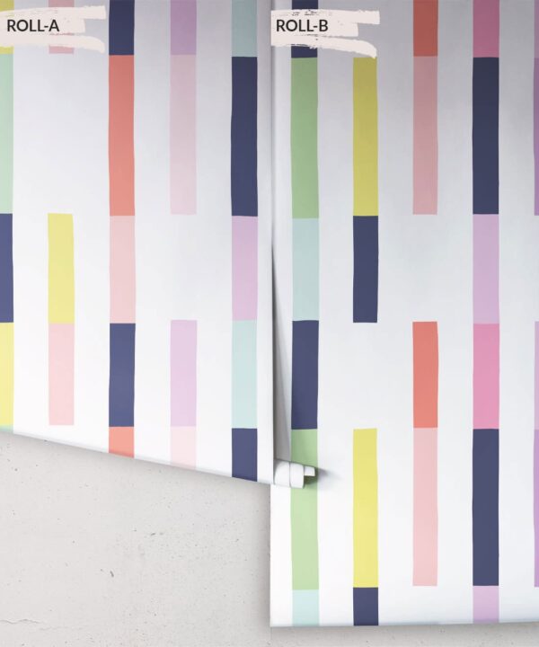 Sweet Rainbow Stripe Wallpaper • White • Rolls