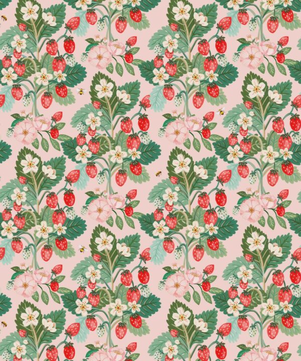 Strawberries Wallpaper • Blush • Swatch