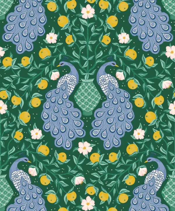 Peacock Wallpaper • Forest Green • Swatch