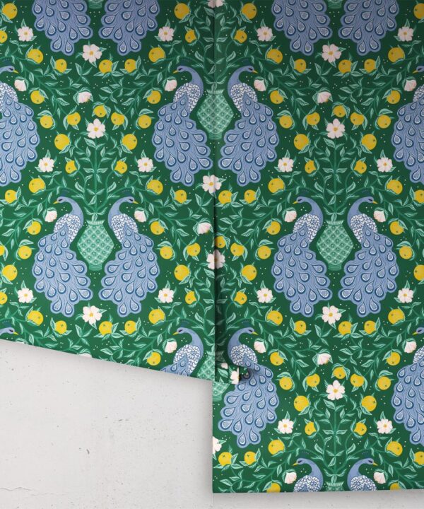 Peacock Wallpaper • Forest Green • Rolls