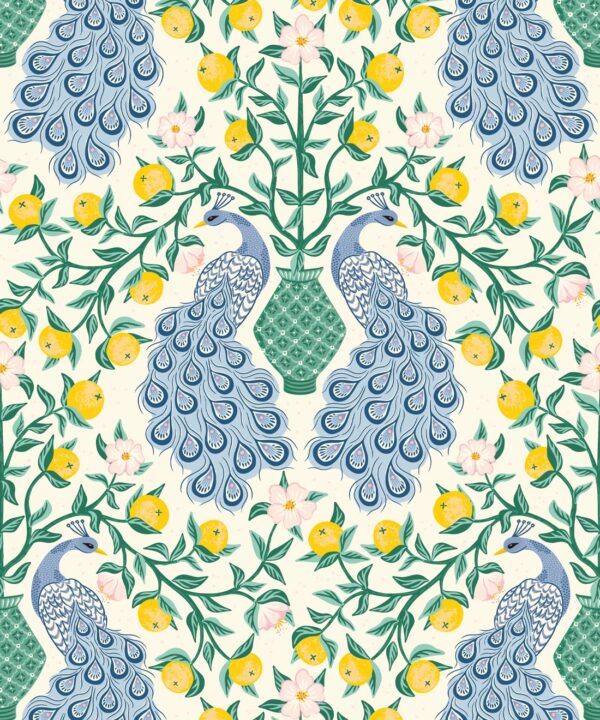 Peacock Wallpaper • Lemon • Swatch