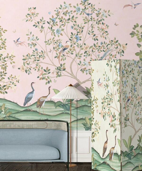 Spring Landscape Mural • Pink • Insitu