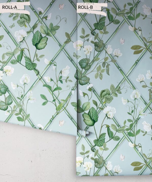 Grande Climbing Sweet Pea Wallpaper • Light Provence • Rolls